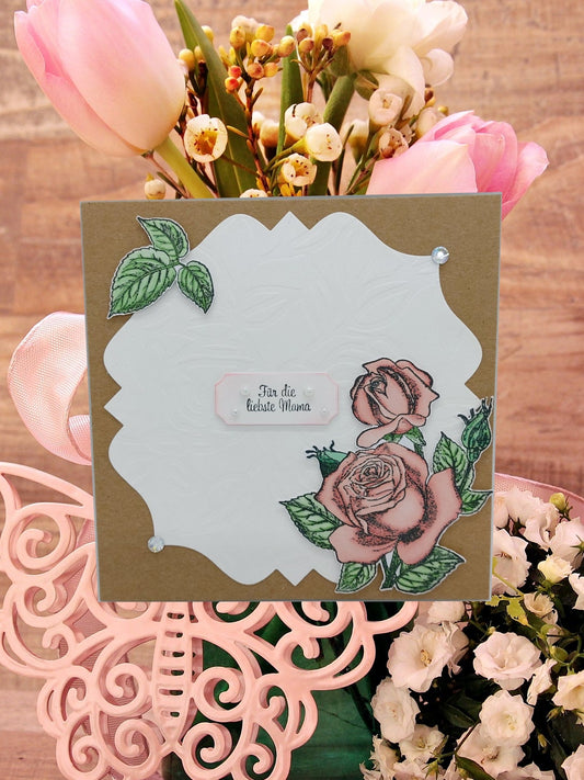 Grußkarten zum Muttertag - "Für die liebste Mama" - Handgemacht