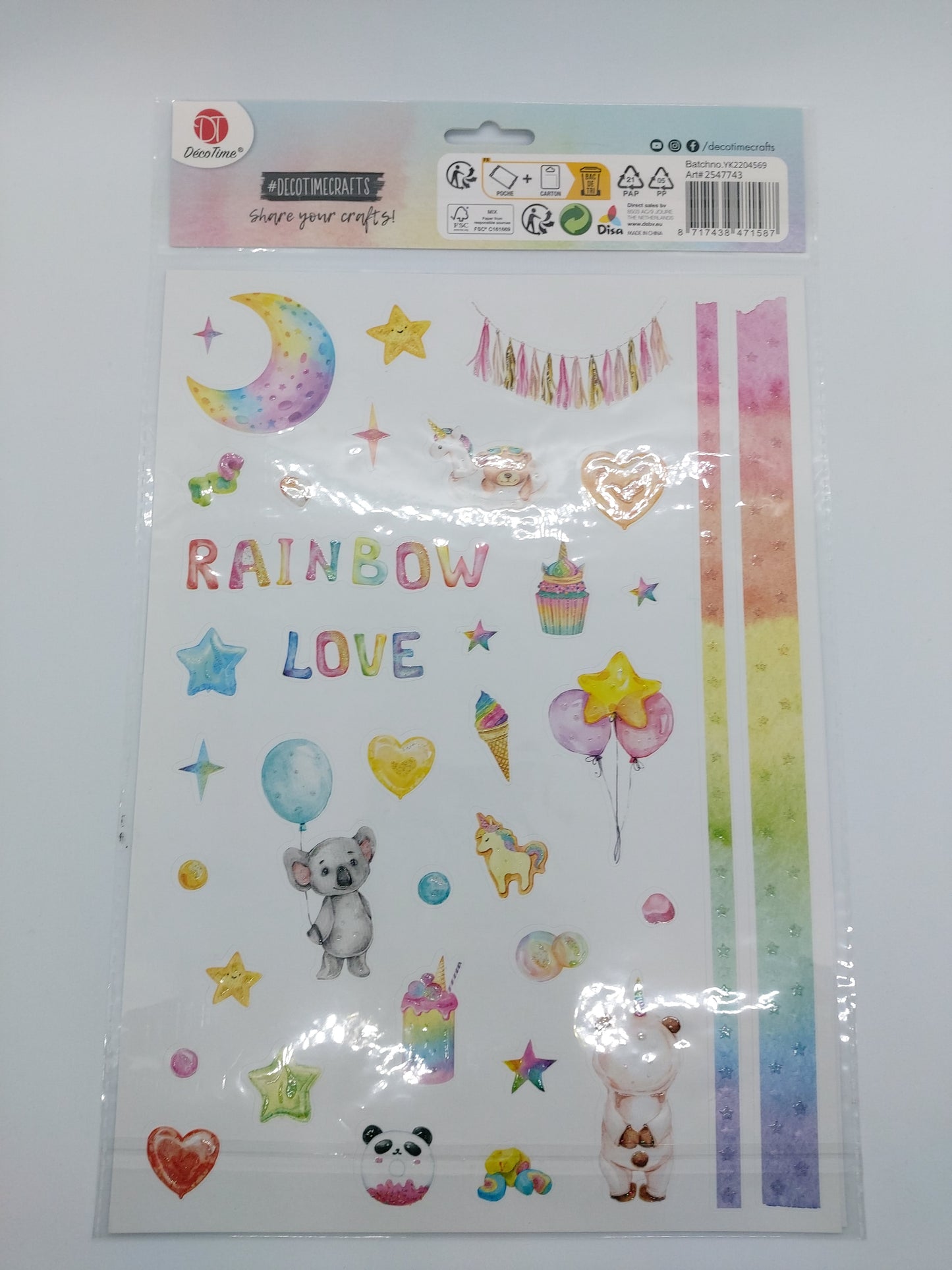 Stickerbogen Aufkleber (Embossed Stickers - Rainbow Love) DecoTime