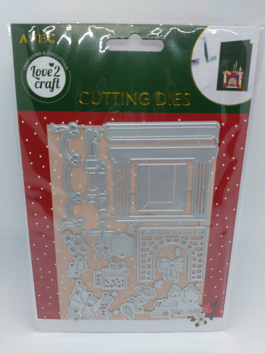 Weihnachtsstanzen A6 (Cutting Dies) - geschmückter Kamin (Christmas Decorations+Chimney) AVEC