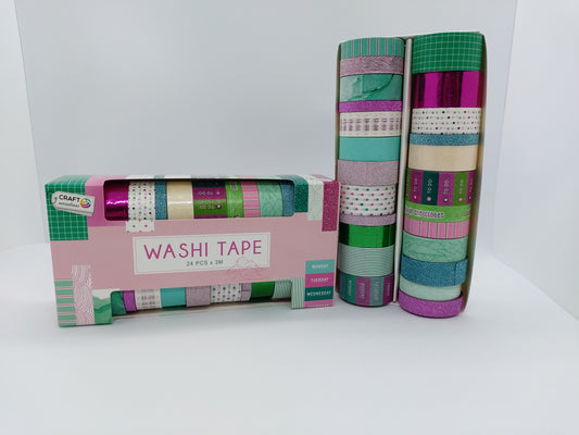 Washi-Tape Box 24 peices (Sunglasses/Camera/Pastel- & Gold Colors)