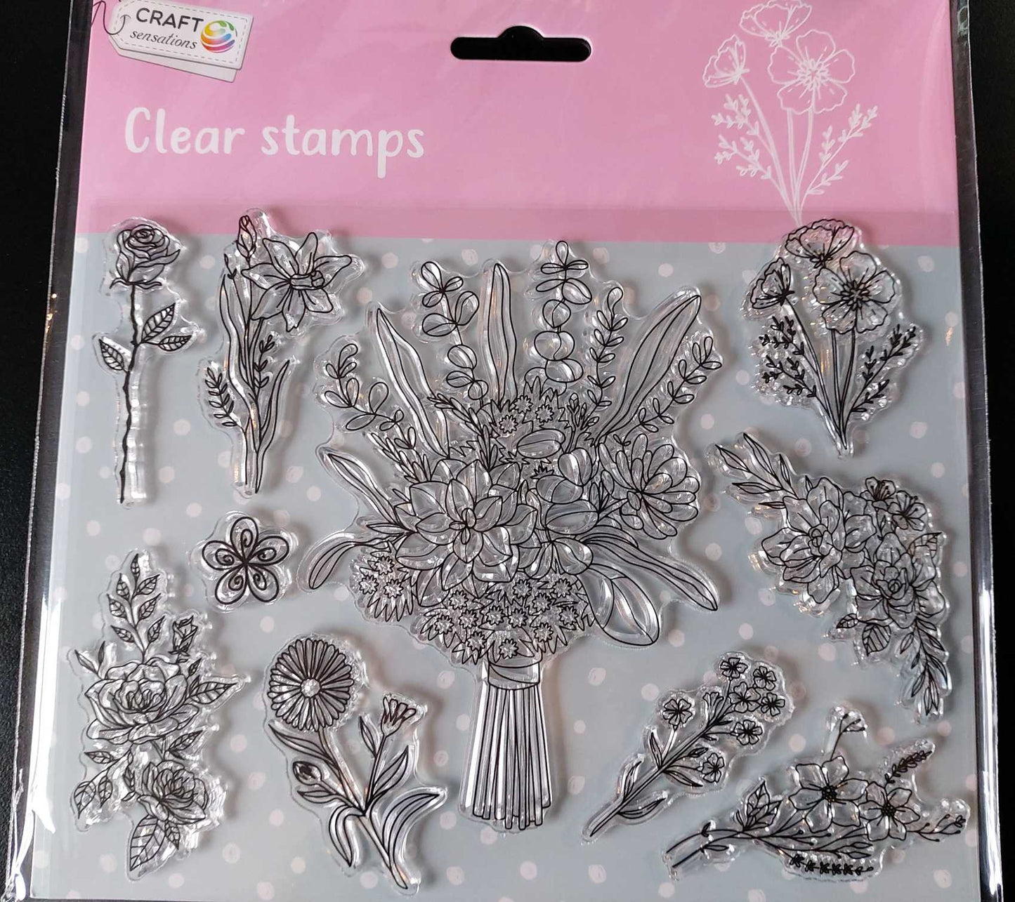 Clear Stamps Groß (div. Blumen, großer Blumenstrauß)