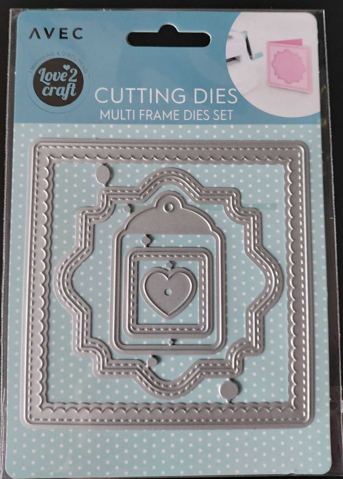 Multi Frame Dies Set (Rahmenstanze + Tag) AVEC Love2Craft blissfulart.de