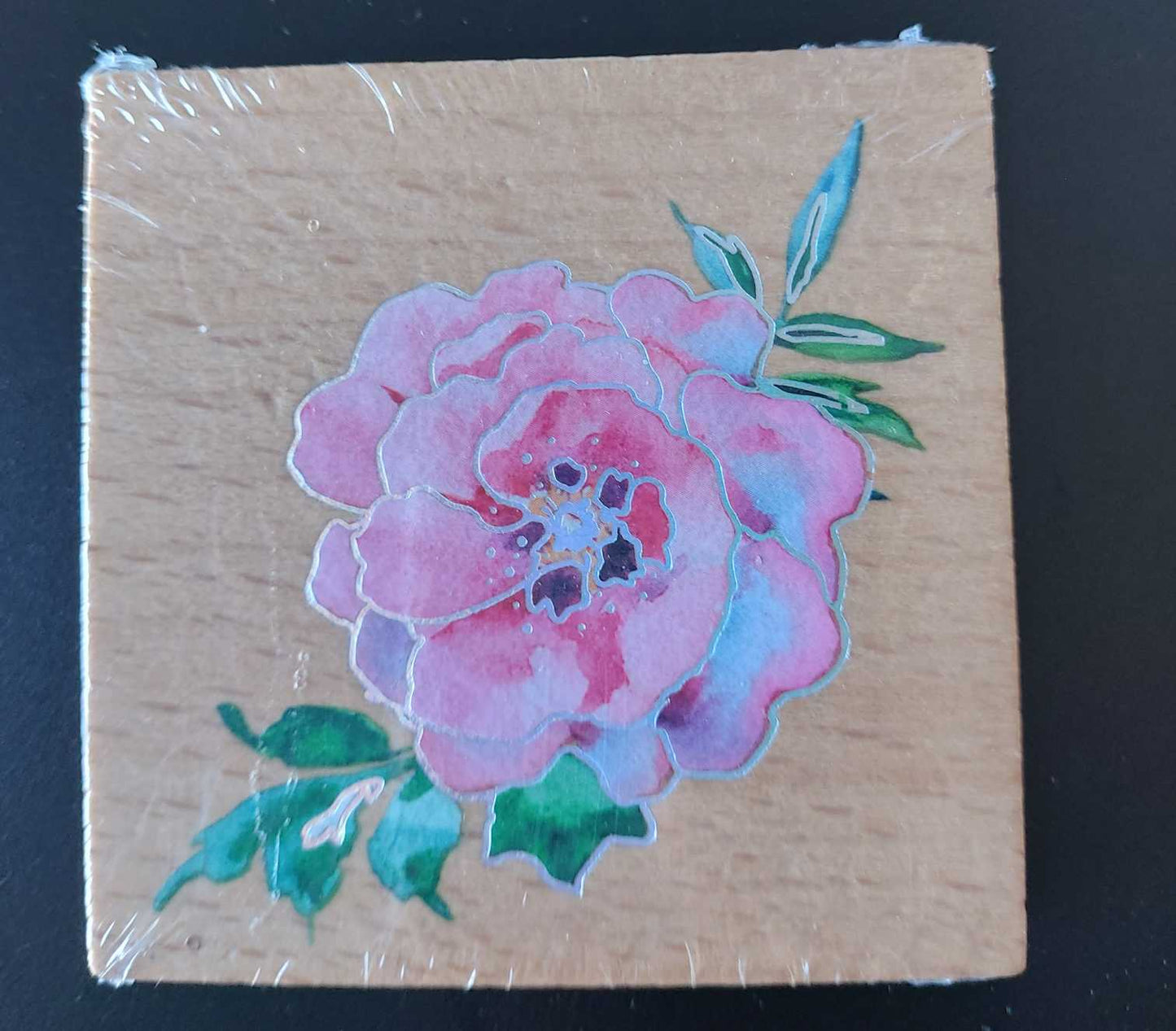 Holzstempel Blume Rosa