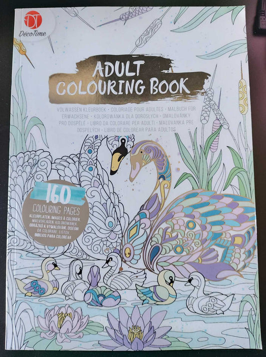 Malbuch für Erwachsene (Adult Colouring Book) 160 Seiten (Schwäne) DecoTime