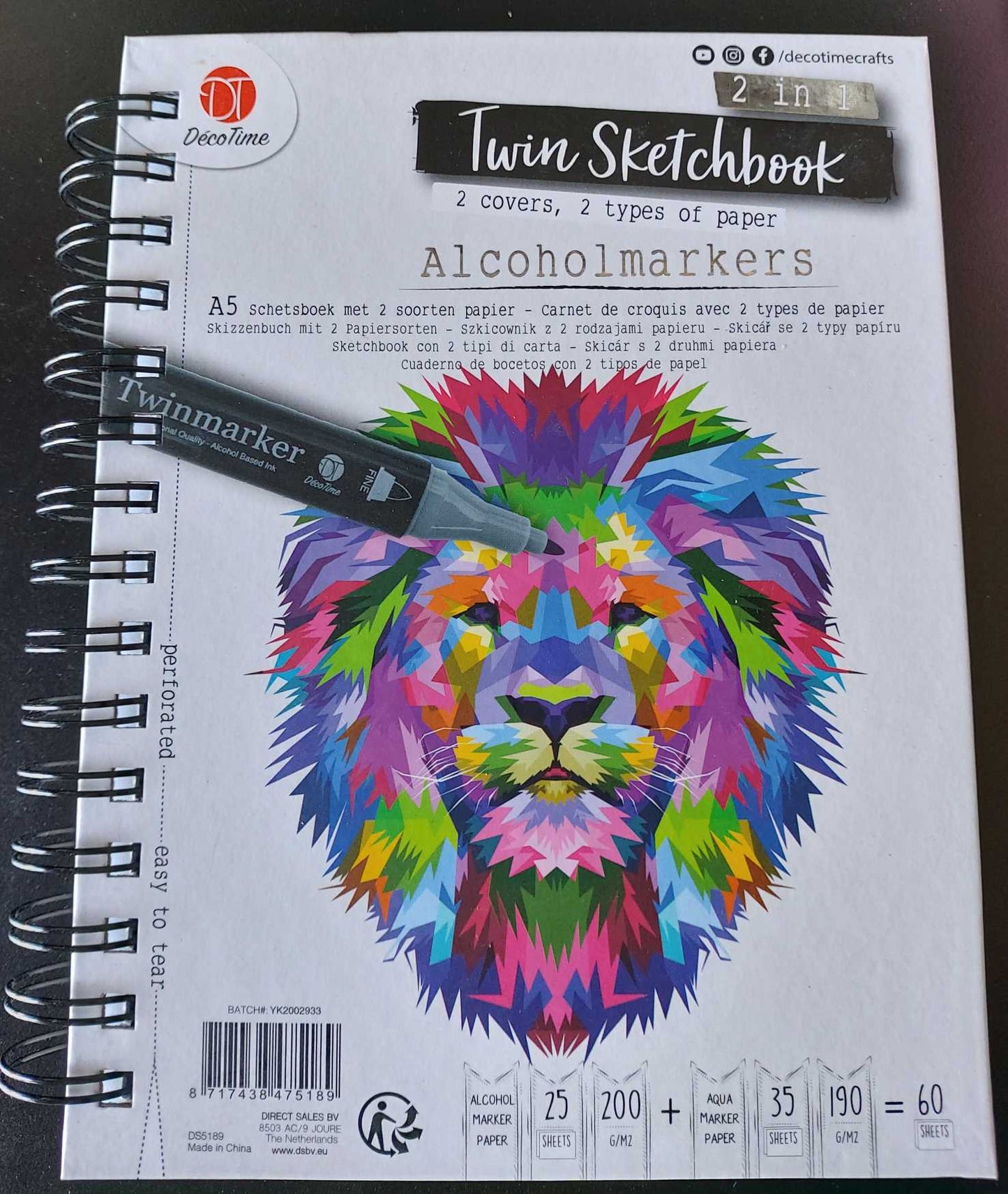 2in1 Twin Sketchbook A5 25 Pages Alcohol Marker Paper / 35 Pages Aquamarker  Paper 