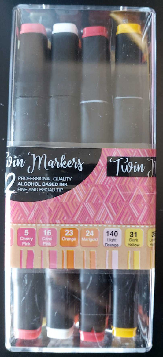 Twinmarkers 12 Rottöne Chisel + Fine Nib | DecoTime