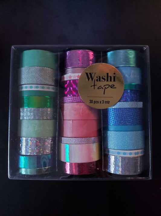 Washi Tape 30 St. a 3m (Grün/Pink/Blau) Craft Sensations